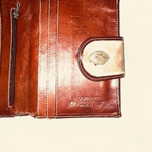 Zebra Print Italian Leather Bocci Made in Italy Leather Wallet with Brown Mohair
